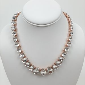 Charter Club Faux Tear Drop Diamond Rose Gold Tone Necklace